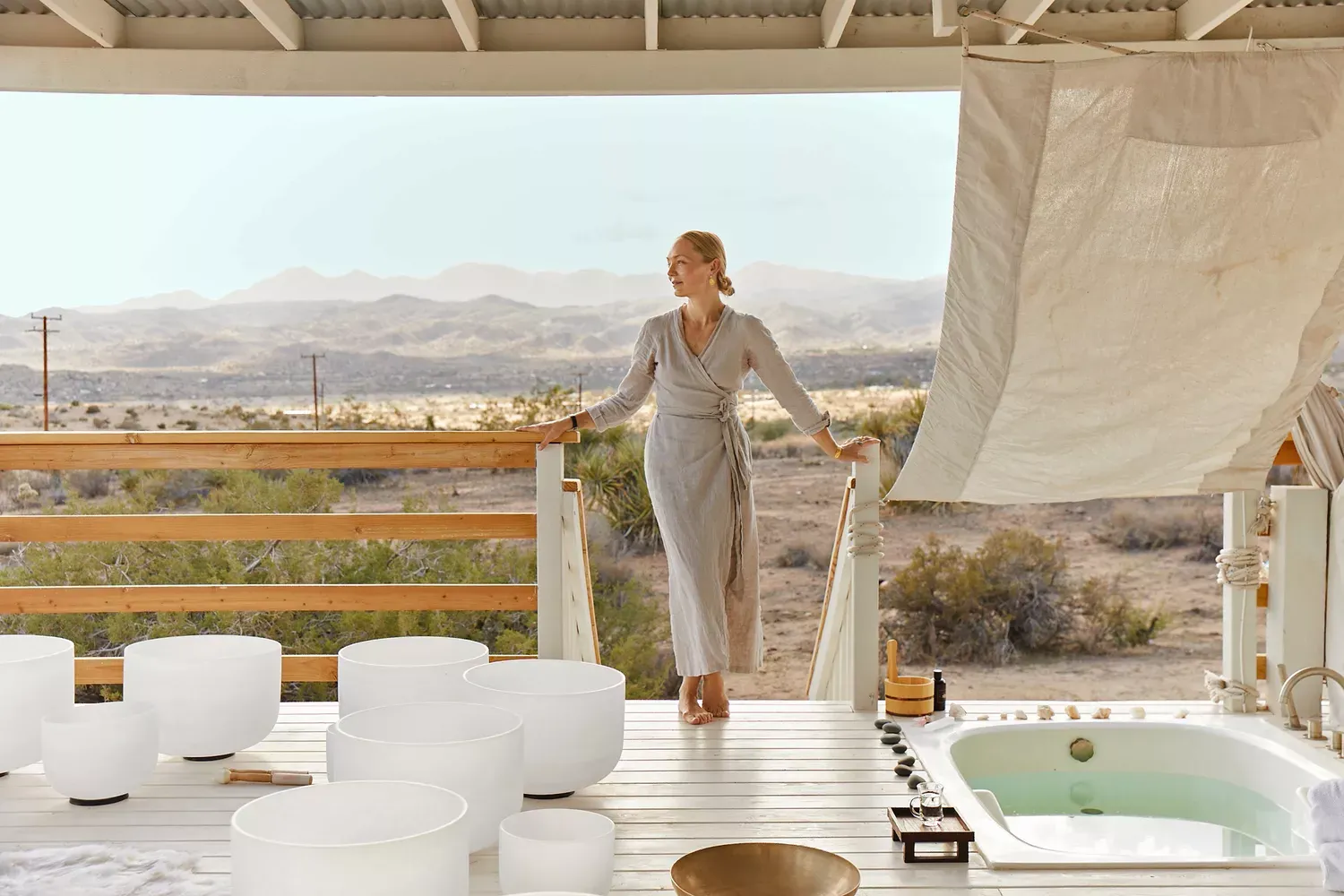 This New Wellness Escape Has Sound Therapy, Facials, and Tea Meditation — With Stunning Views of the California Desert