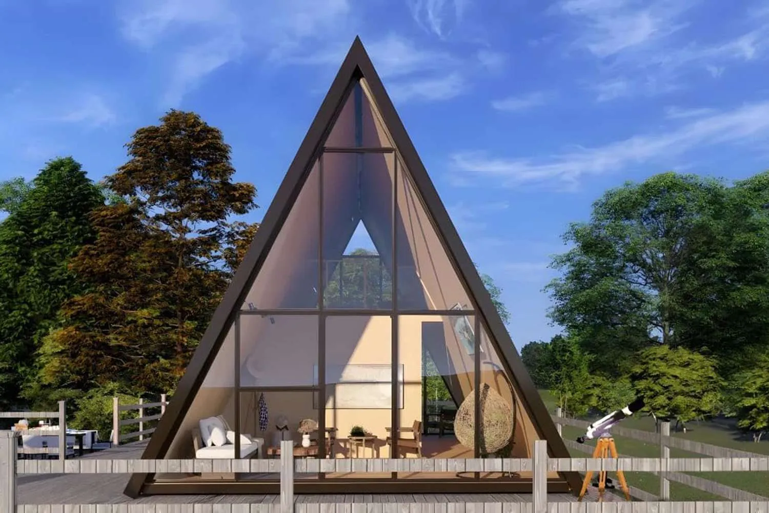 Amazon Listed a Dreamy, A-Frame Cabin Tiny Home, With No Assembly and Picturesque Floor-to-Ceiling Windows