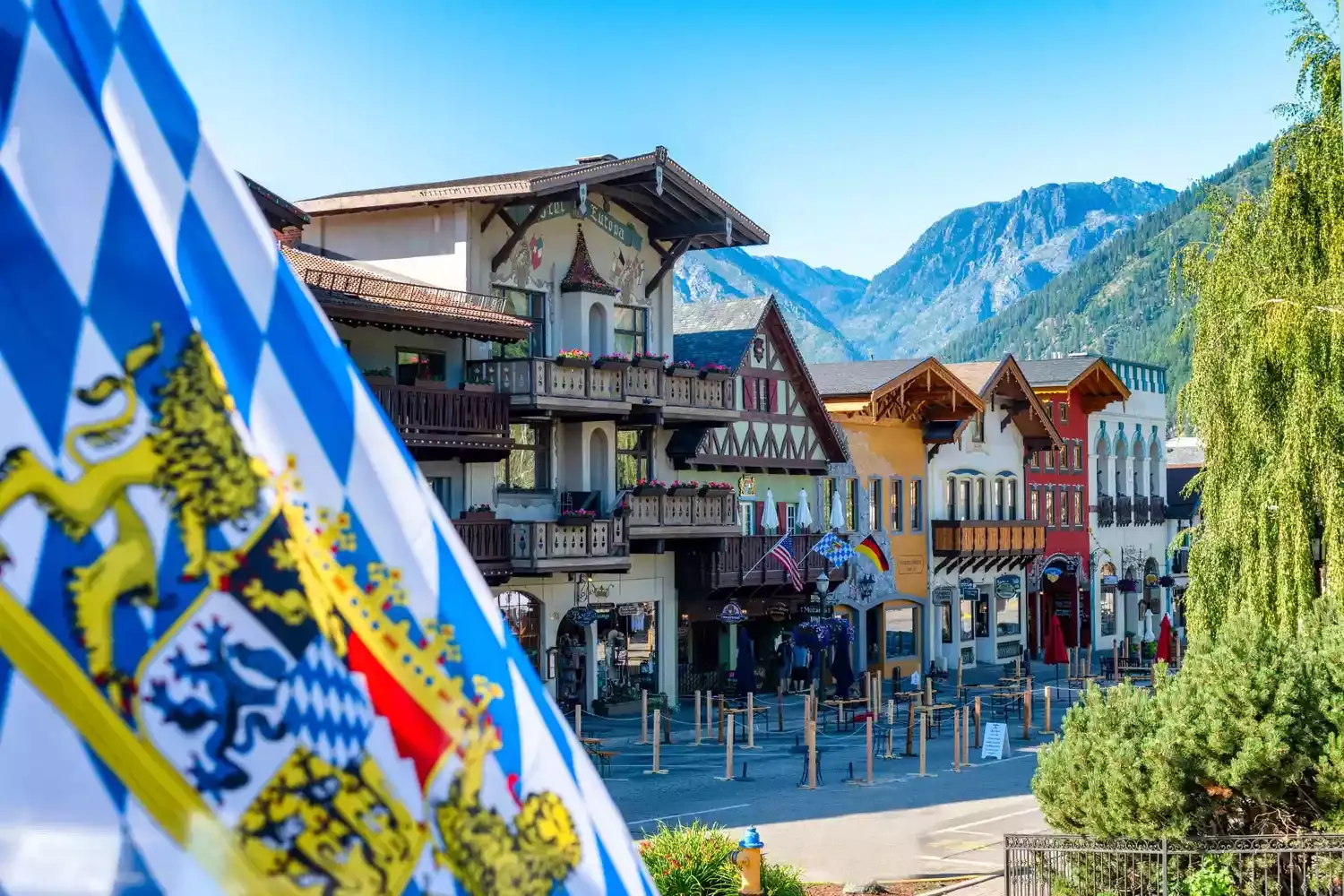 This Resort in Washington State's Little German Town Has Tree House-style Cabins, Stunning Mountain Views, and Cozy Fire Pits